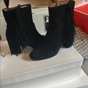 Fringe Black Ankle Boots